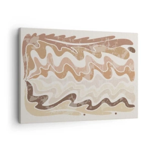 Lærredstryk - Billede på lærred - Bølgede abstrakte linjer i beige nuancer - 70x50cm - God energi - gode følelser - Moderne vægdekoration til stue og soveværelse ARTTOR