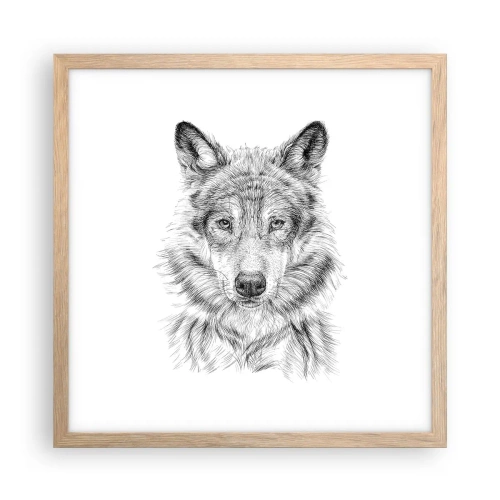 Plakat i ramme af lyst egetræ - En født leder - 40x40 cm