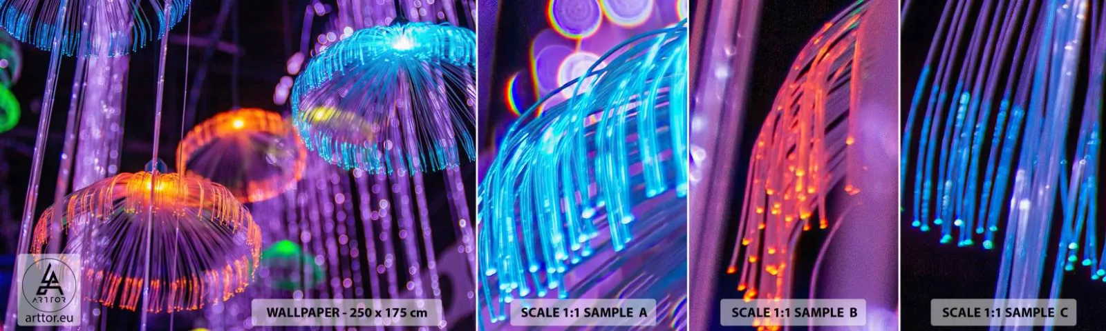 Fototapet Prøve Standard Eco - Lysende springvand - Neon, Lys, Luminans - 100x30 cm