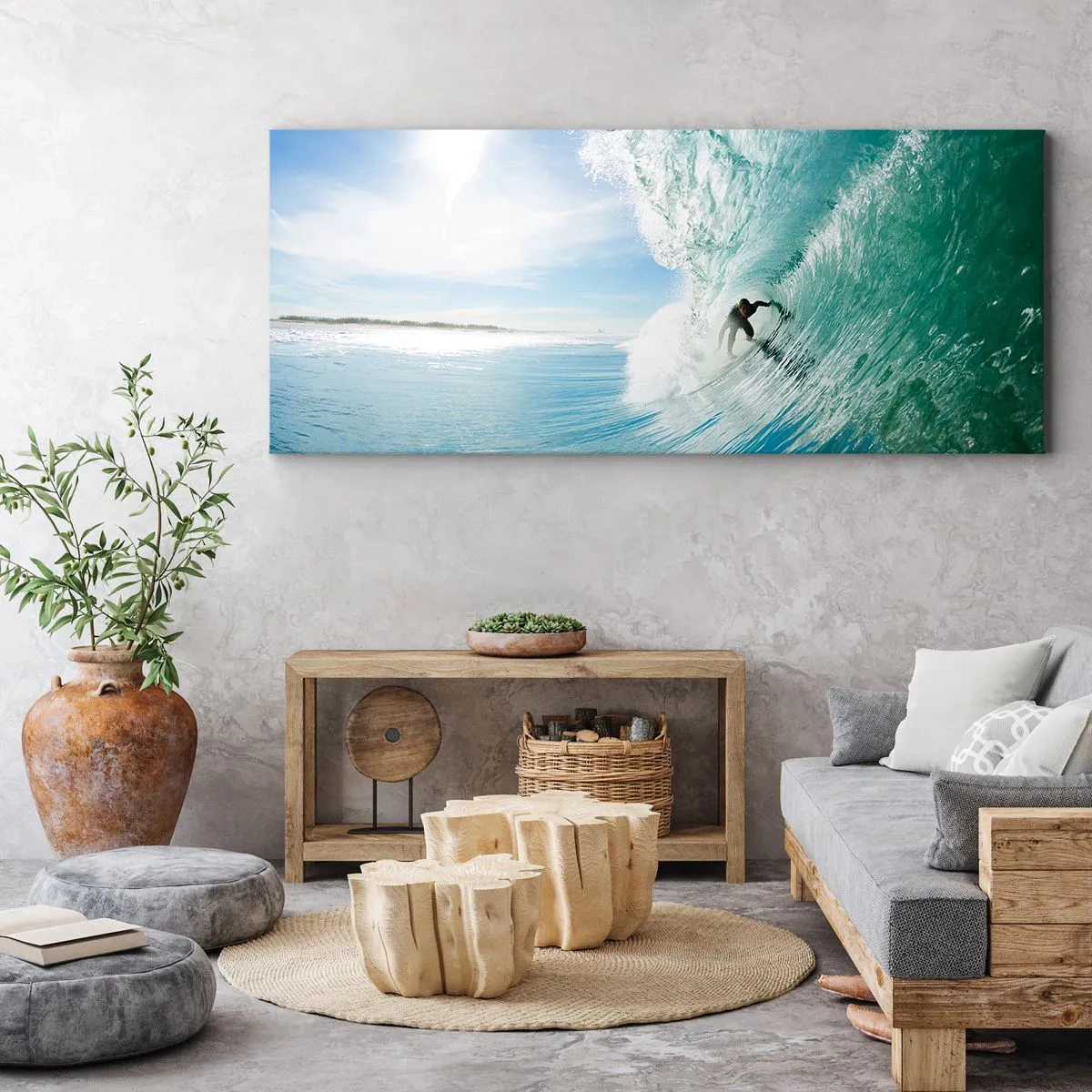 Lærredstryk - Billede på lærred - Altid på bølgen - 100x40 cm