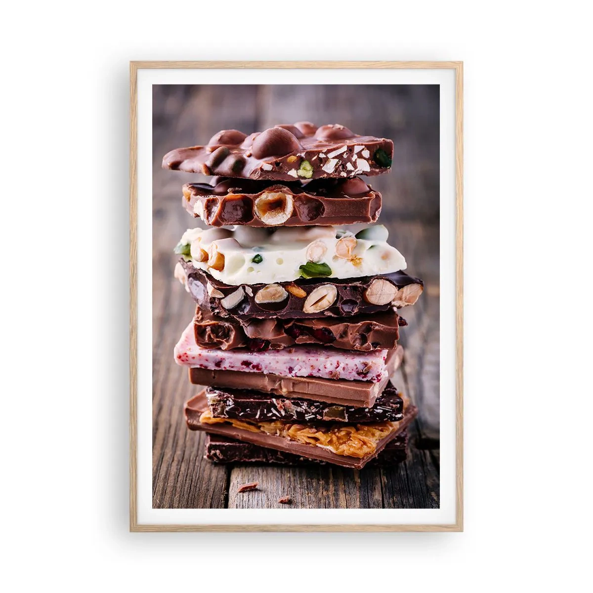 Plakat i ramme af lyst egetræ - Dejligt perspektiv - 70x100 cm