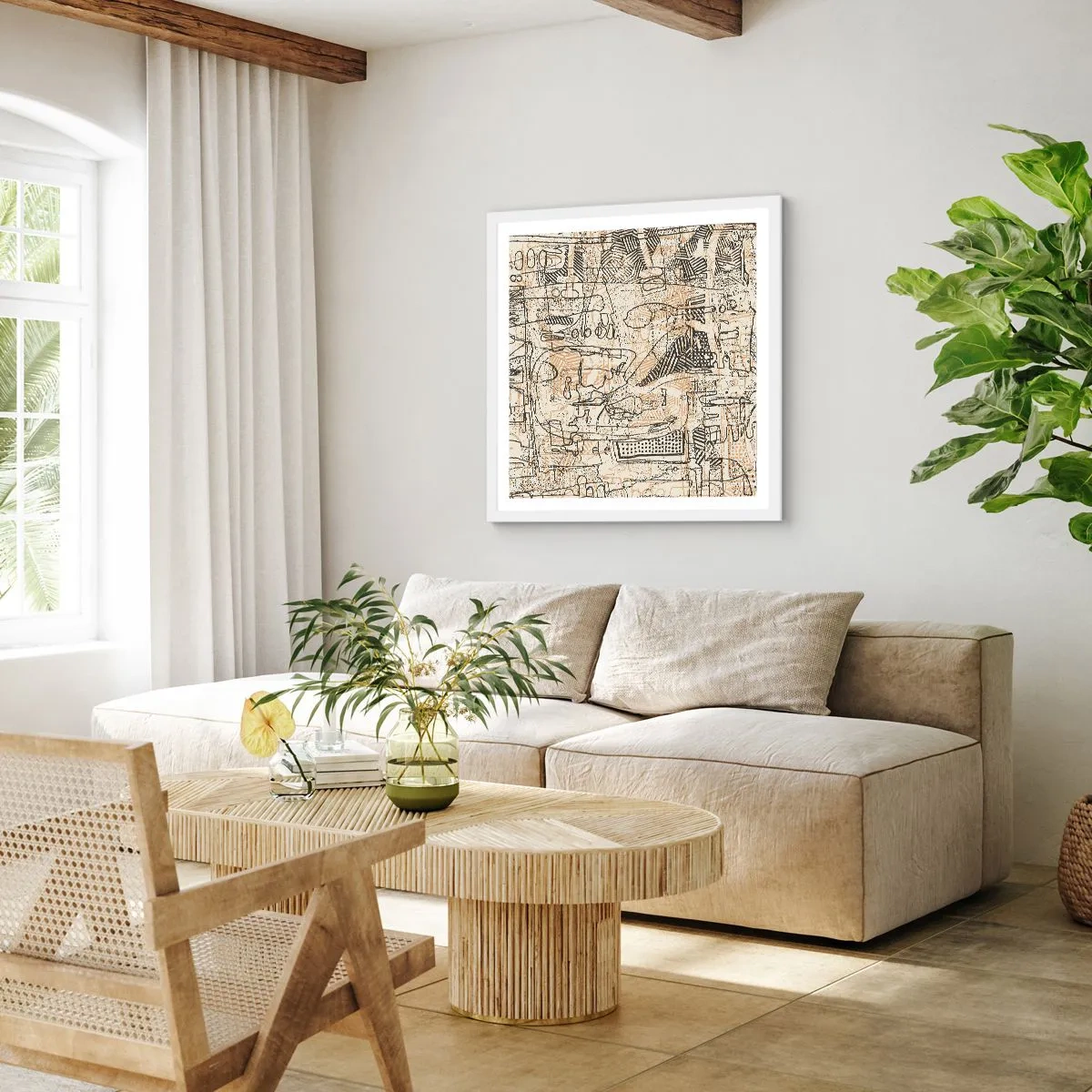 Plakat i hvid ramme - Venter på at blive afkodet - 60x60 cm