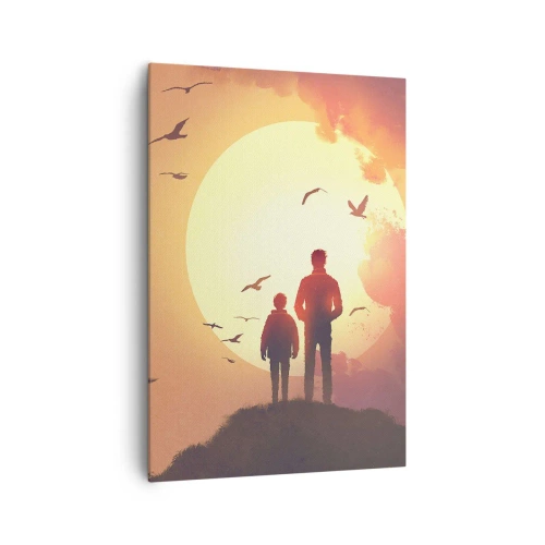 Lærredstryk - Billede på lærred - Ansigt til ansigt med solen - 70x100 cm