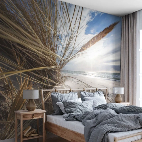 Fototapet Premium Sand - Et møde mellem elementerne - Landskab, Hav, Klitter - 100x70 cm