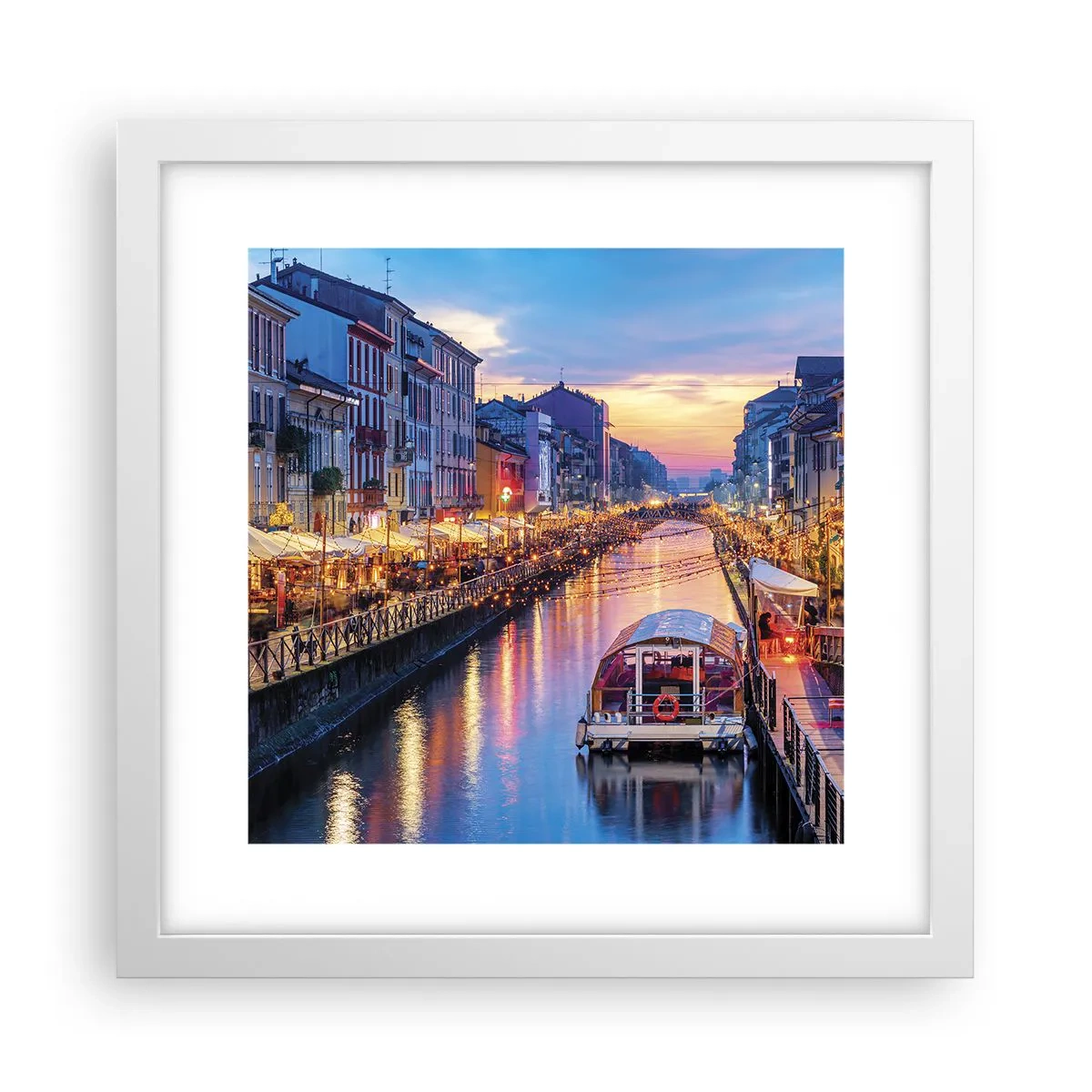 Plakat i hvid ramme - En aften med lys og sjov - 30x30 cm