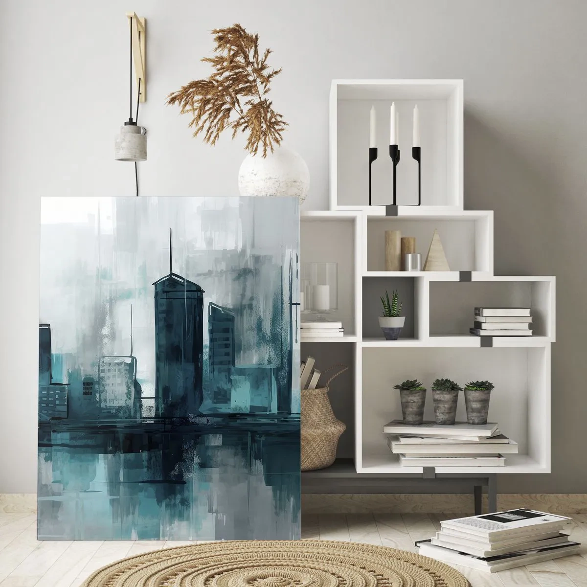 Billede på glas - Regnfarvet by - 50x70 cm