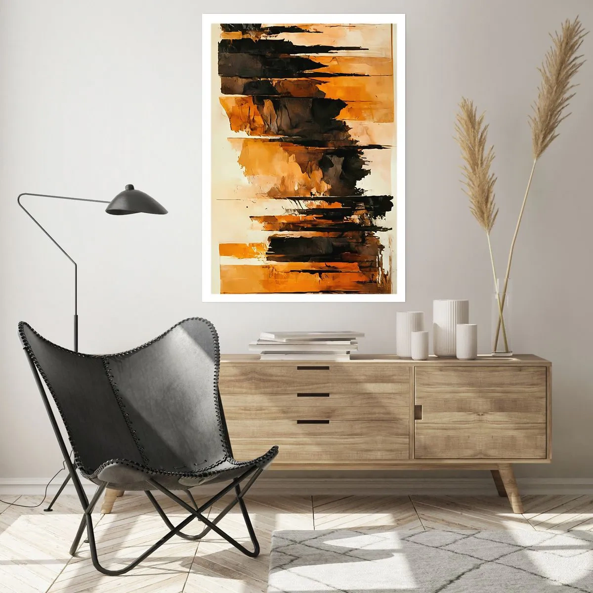 Plakat - Harmoni af sort og guld - 50x70 cm
