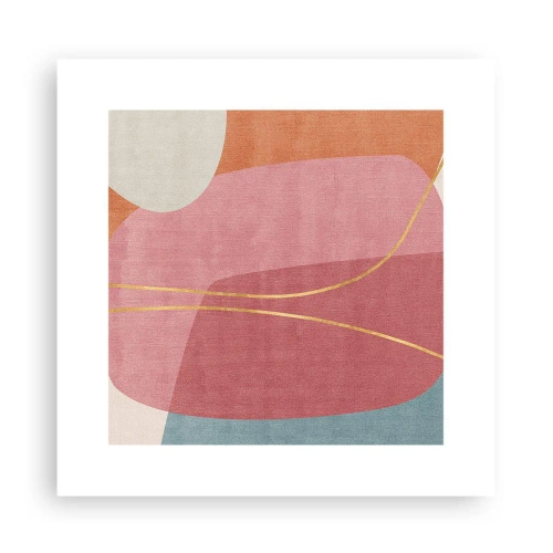 Plakat - Pastelkomposition med guldtråd - 30x30 cm
