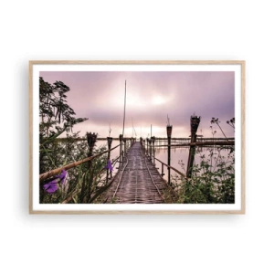 Plakat i ramme af lyst egetræ - Den stille og rolige atmosfære i Asien - 100x70 cm