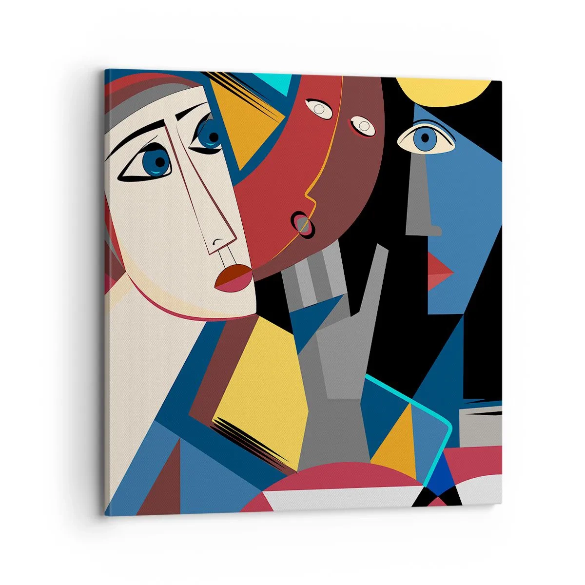 Lærredstryk - Billede på lærred - Kubistisk samtale - 70x70 cm