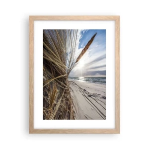 Plakat i ramme af lyst egetræ - Et møde mellem elementerne - 30x40 cm