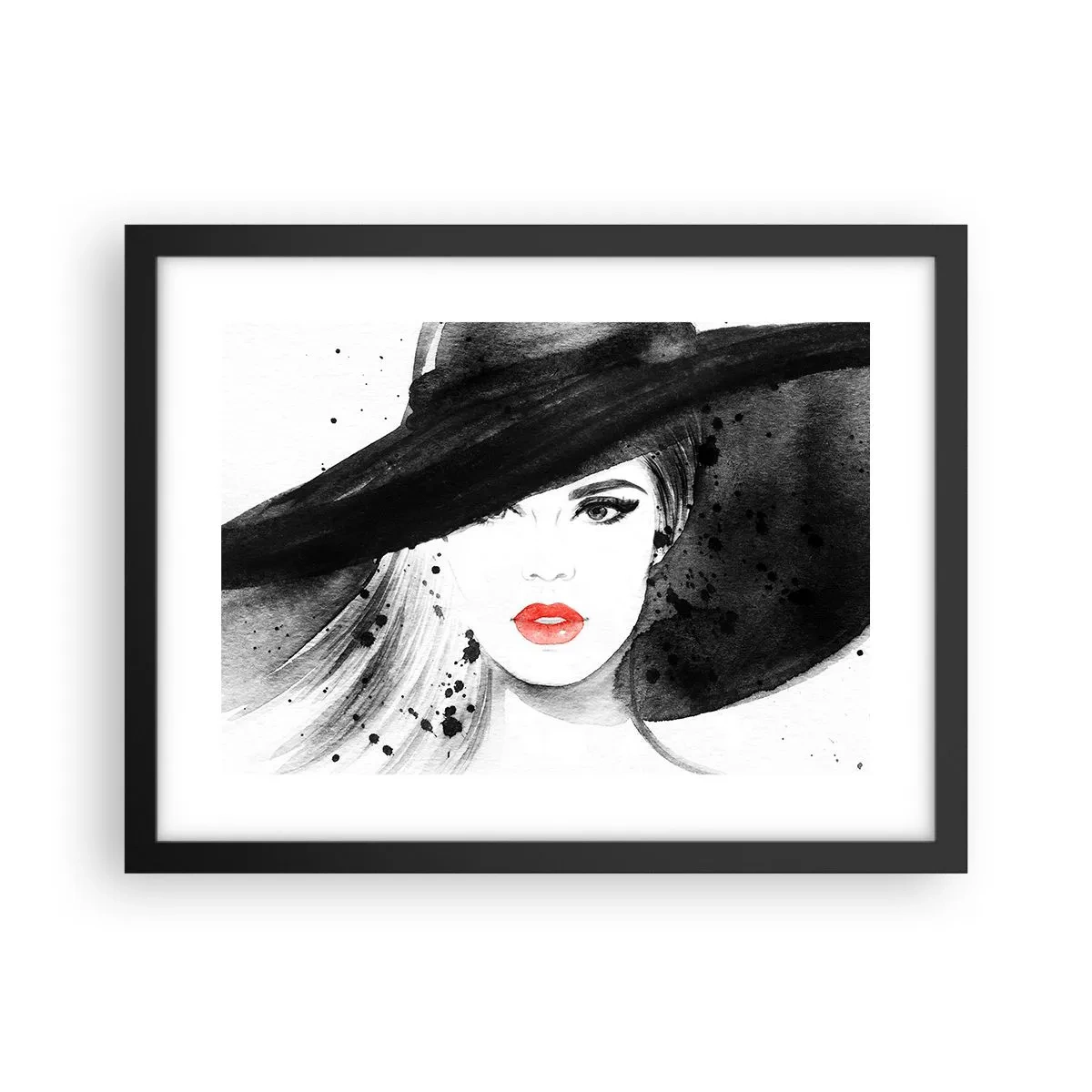 Plakat i sort ramme - Dame i sort - 40x30 cm