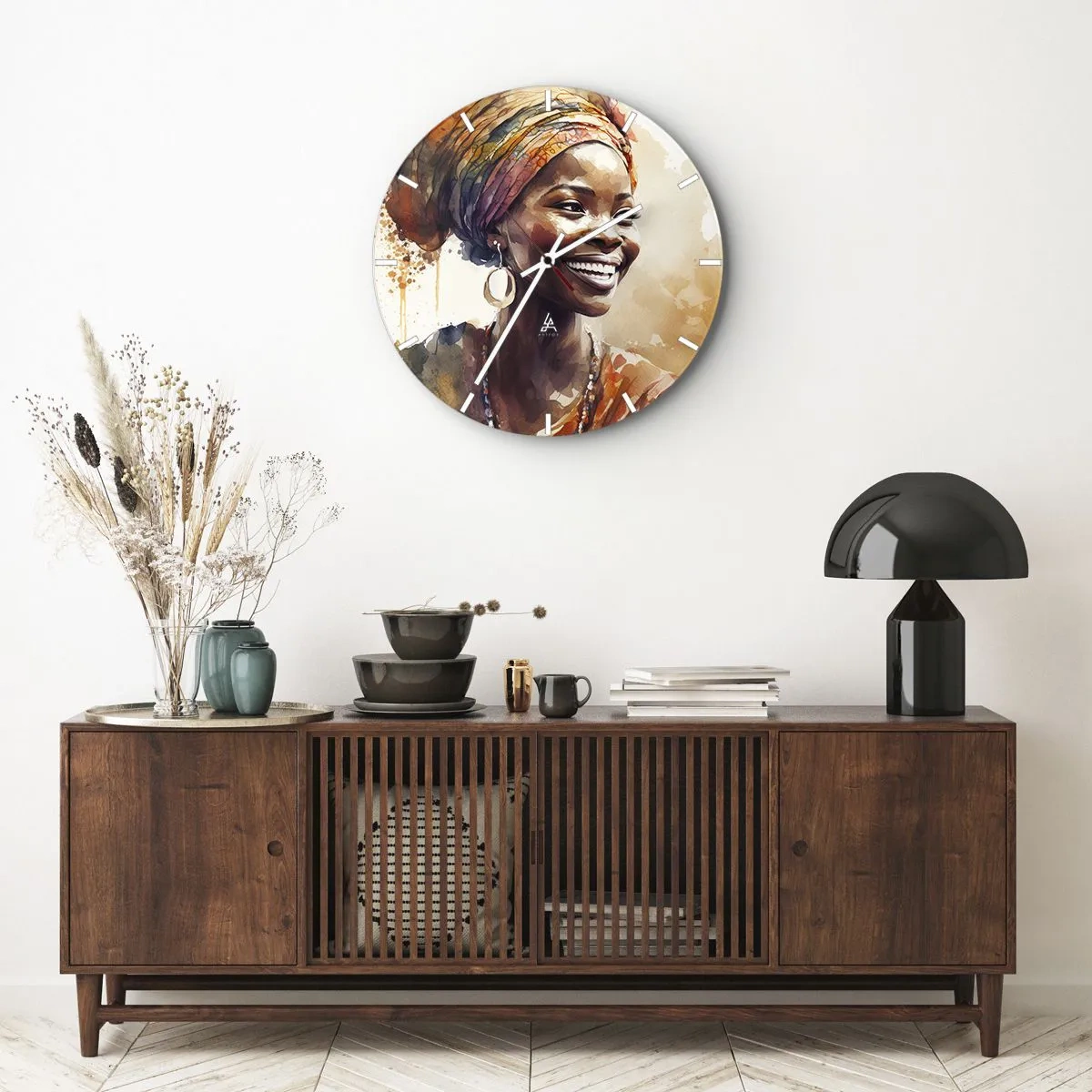 Vægur, Uret - Afrikansk dronning - 40x40 cm