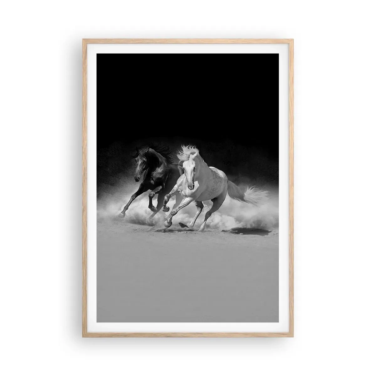 Plakat i ramme af lyst egetræ - Frihedens galop - 70x100 cm