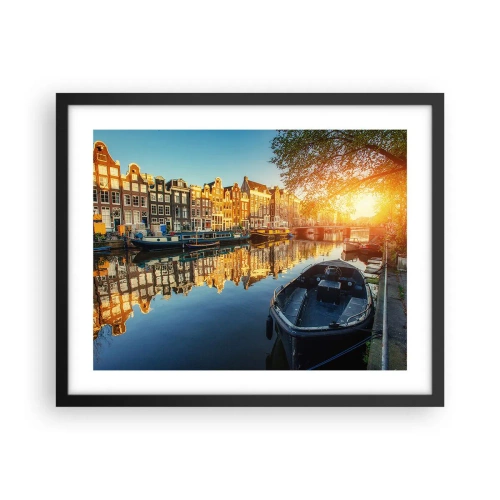 Plakat i sort ramme - Morgen i Amsterdam - 50x40 cm