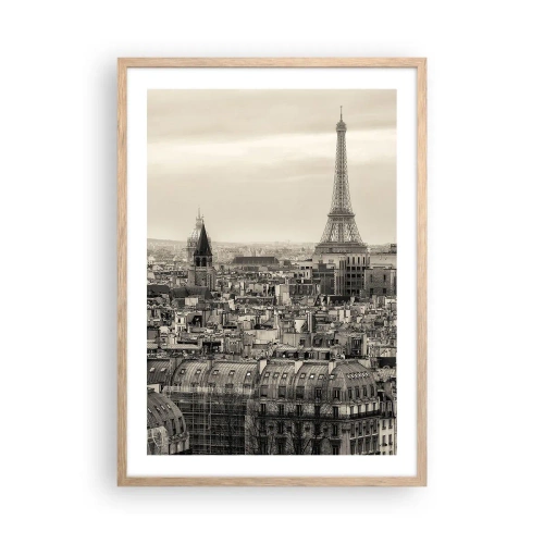 Plakat i ramme af lyst egetræ - Over Paris' hustage - 50x70 cm