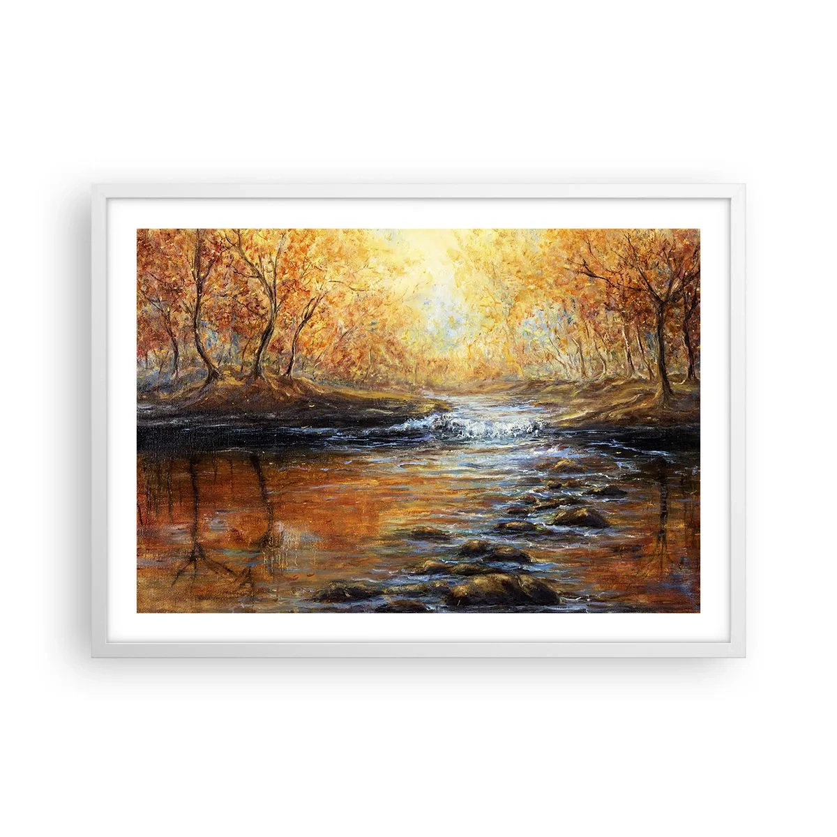 Plakat i hvid ramme - Gylden strøm - 70x50 cm