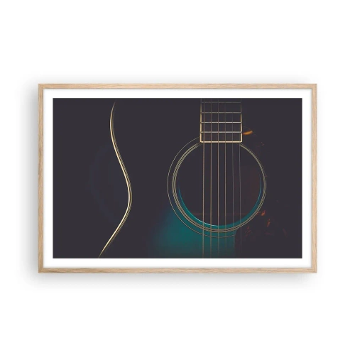 Plakat i ramme af lyst egetræ - Et øjeblik før det lyder - 91x61 cm