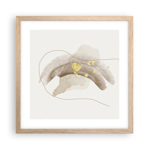 Plakat i ramme af lyst egetræ - Mødt i rummet - 40x40 cm