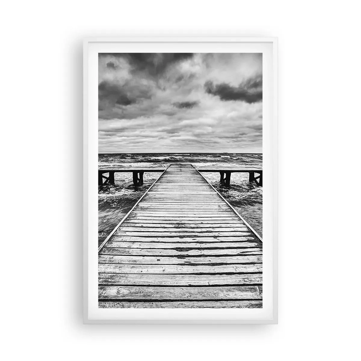 Plakat i hvid ramme - Jeg venter på, at vinden blæser væk... - 61x91 cm