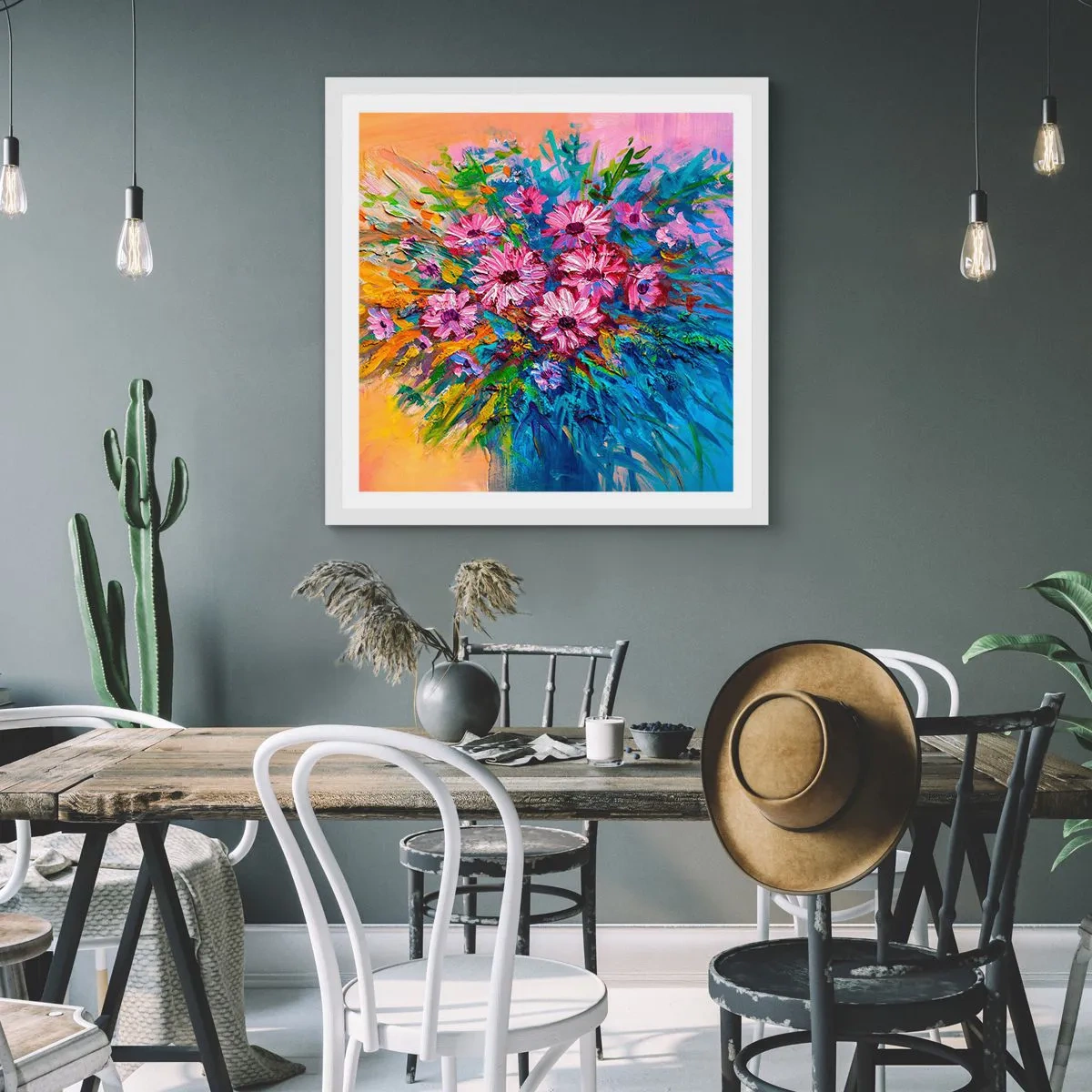 Plakat i hvid ramme - Livets energi - 30x30 cm