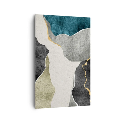 Lærredstryk - Billede på lærred - Mosaikkomposition med en streng af guld - 80x120 cm