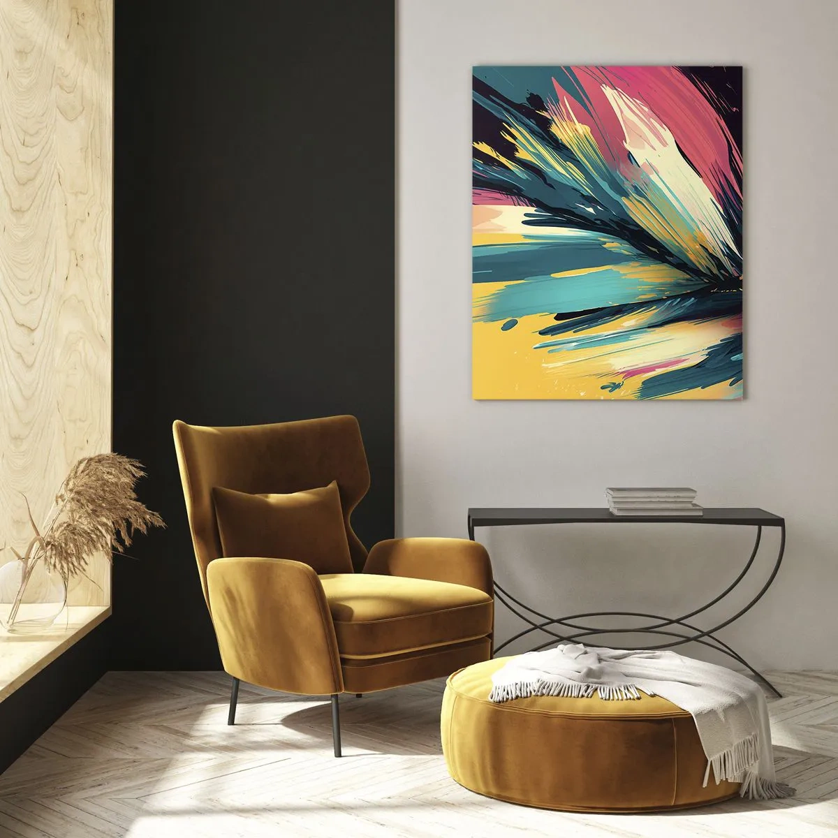 Billede på glas - Komposition - en eksplosion af glæde - 50x70 cm
