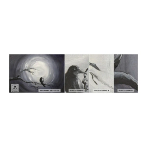Prøve Fototapet Premium Canvas - Nøglen til nattens mysterium - Abstraktion, Krage, Fugl - 100x30 cm
