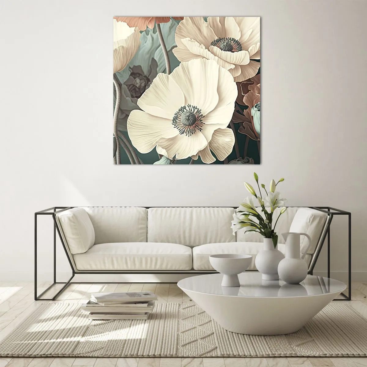 Billede på glas - Valmuernes hvisken - 70x70 cm