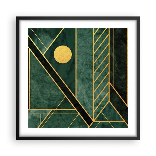 Plakat i sort ramme - Dynamikken i guld og azurblå - 50x50 cm