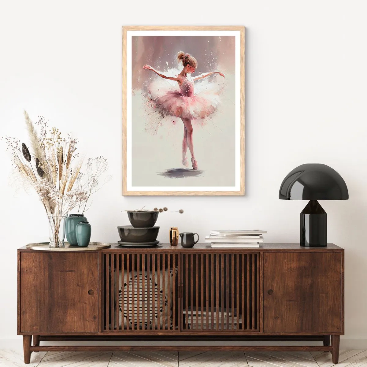 Plakat i ramme af lyst egetræ - Som en ung fugl - 40x50 cm