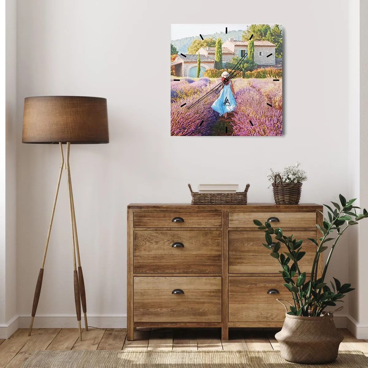 Vægur, Uret - Lavendel pige - 40x40 cm