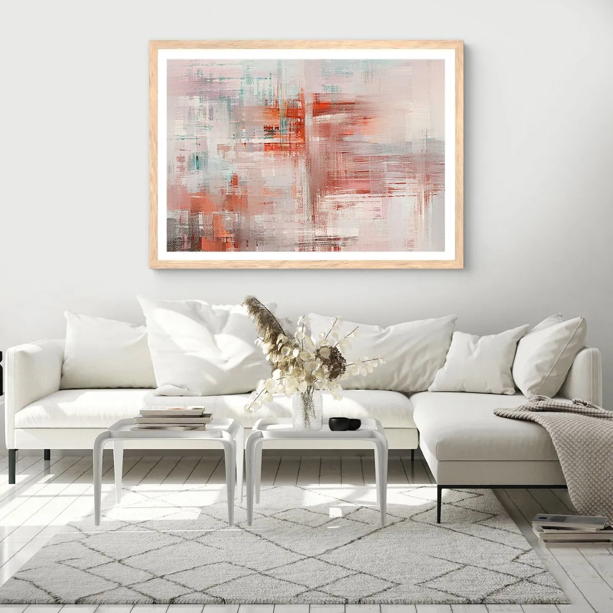 Plakat i ramme af lyst egetræ - Diset. Hvor er dog det lyserødt - 100x70 cm