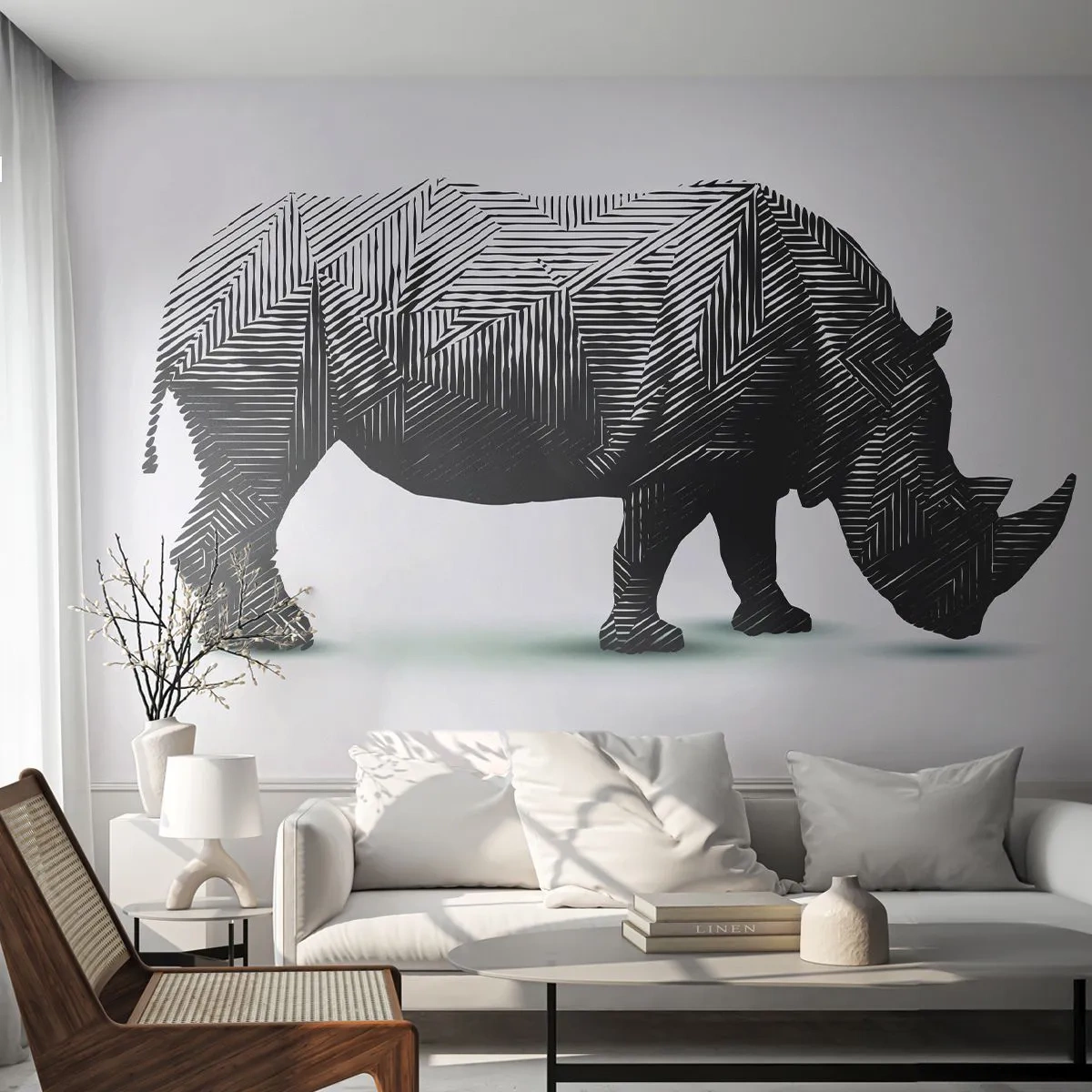 Fototapet Standard Eco - Naturens geometriske skønhed - Dyr, Næsehorn, Grafik - 400x280 cm