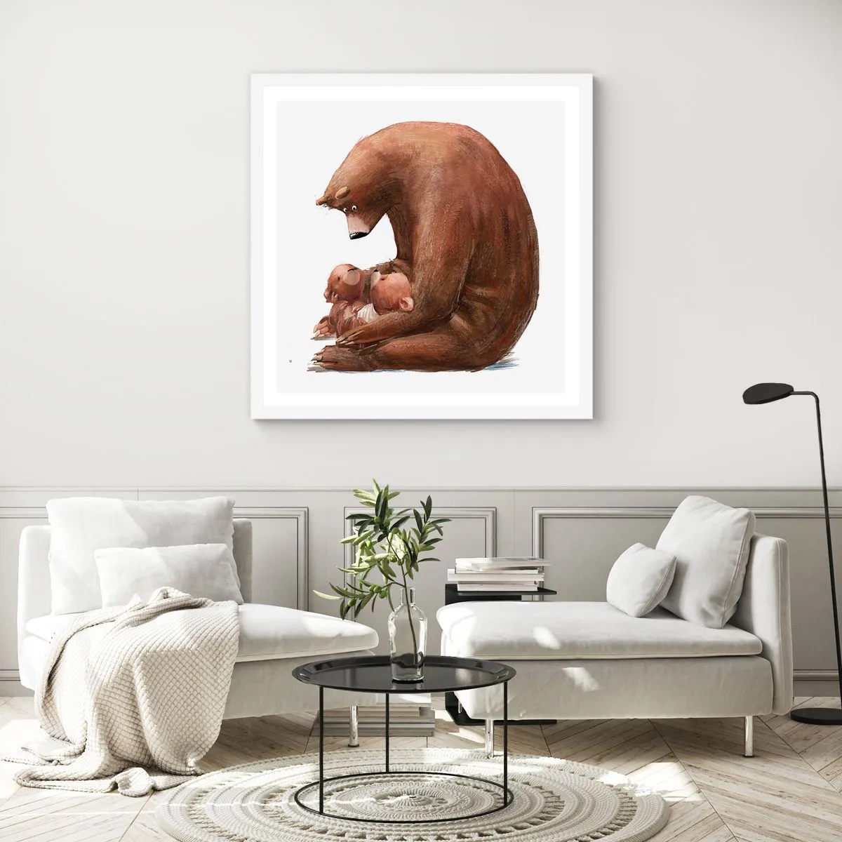 Plakat i hvid ramme - Drøm sødt, børn - 50x50 cm