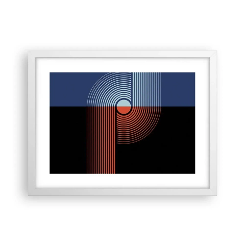 Plakat i hvid ramme - I en geometrisk omfavnelse - 40x30 cm