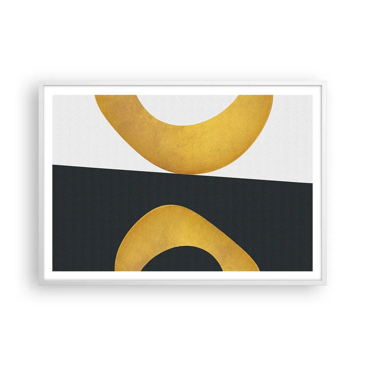 Plakat i hvid ramme - Først: guld - 100x70 cm