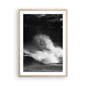 Plakat i ramme af lyst egetræ - Udfordring accepteret! - 50x70 cm