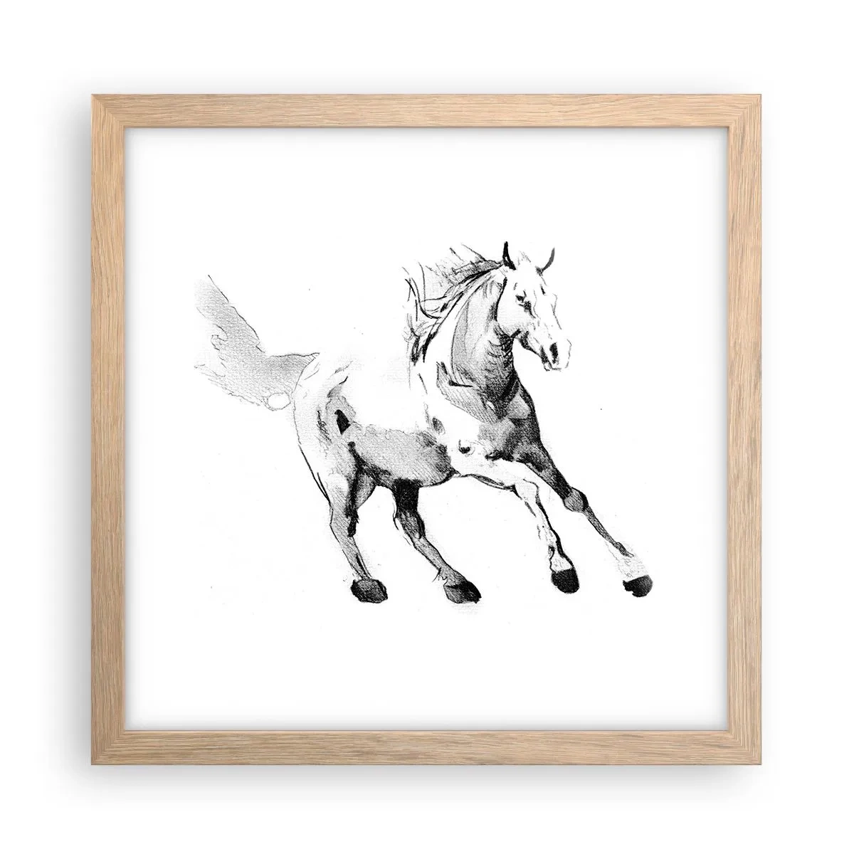 Plakat i ramme af lyst egetræ - Utæmmet sjæl - 30x30 cm