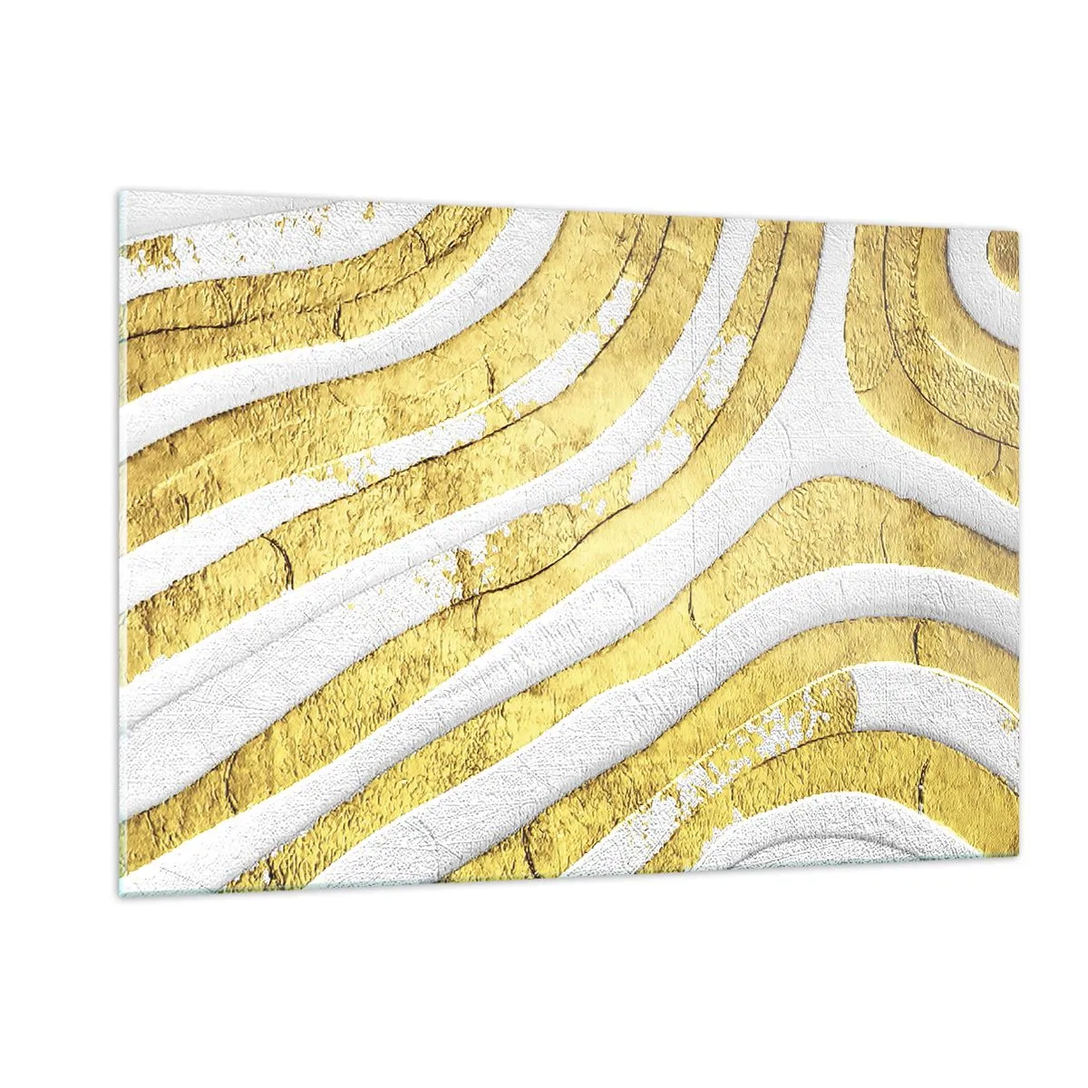 Billede på glas - Sammensætning i hvidt og guld - 120x80 cm
