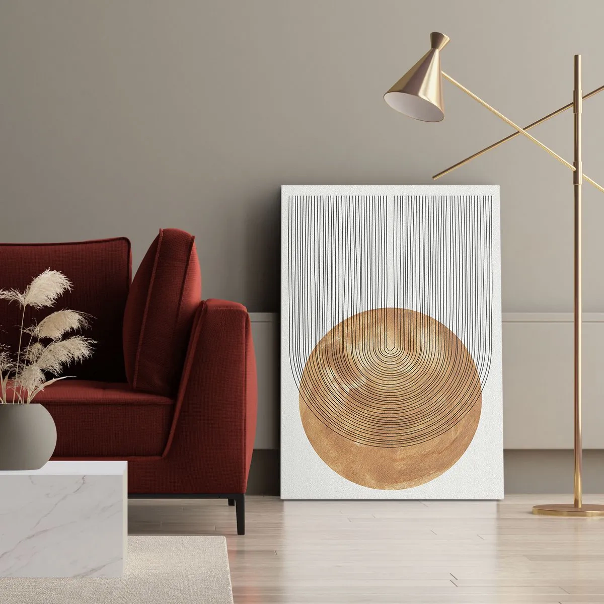 Lærredstryk - Billede på lærred - En solrig komposition - 70x100 cm