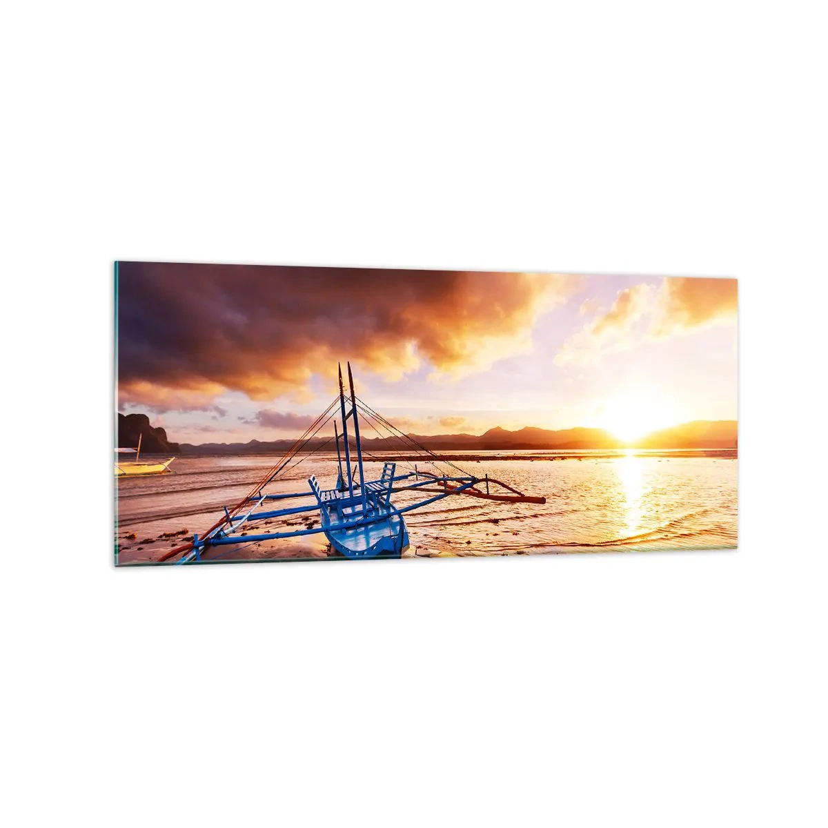 Billede på glas - Efter en lang dag kan du strække dig ud på sandet - 120x50 cm