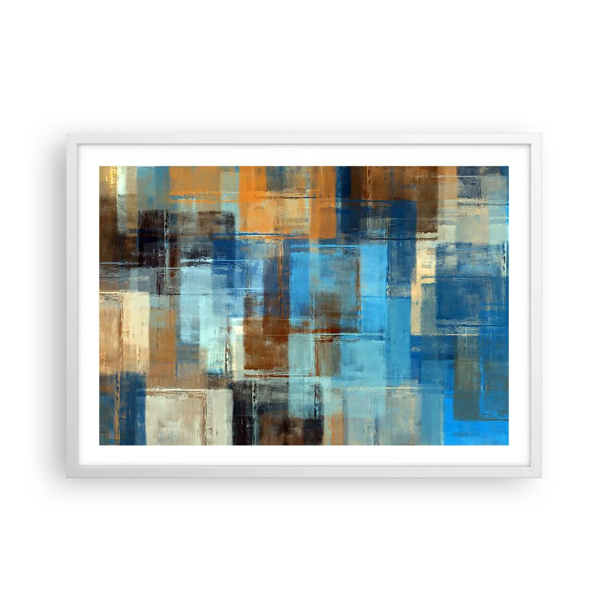 Plakat i hvid ramme - Gennem det blå slør - 70x50 cm