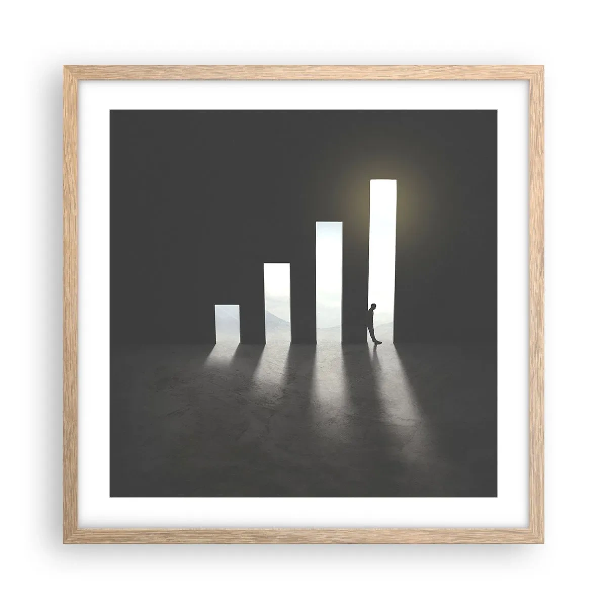 Plakat i ramme af lyst egetræ - Succes - et indtryk - 50x50 cm