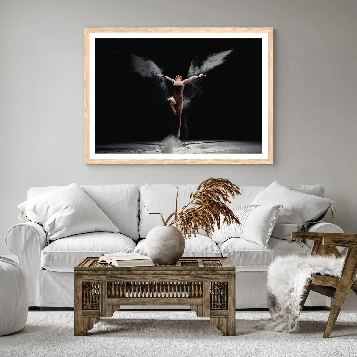 Plakat i ramme af lyst egetræ - Elfer findes - 40x30 cm