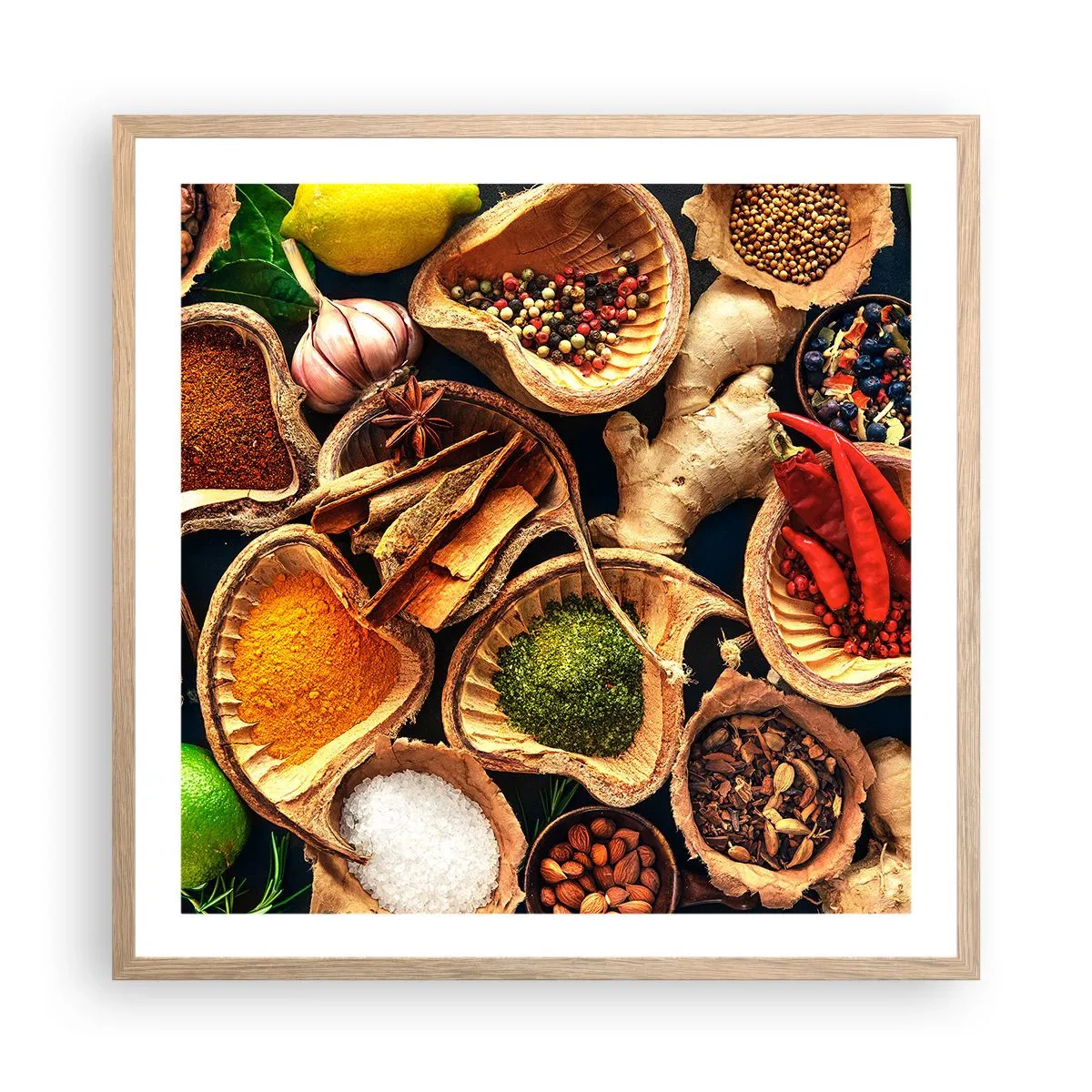 Plakat i ramme af lyst egetræ - Tag, hvad du vil have - 60x60 cm