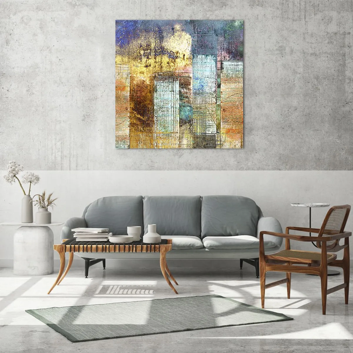 Billede på glas - Solrig metropol - 70x70 cm