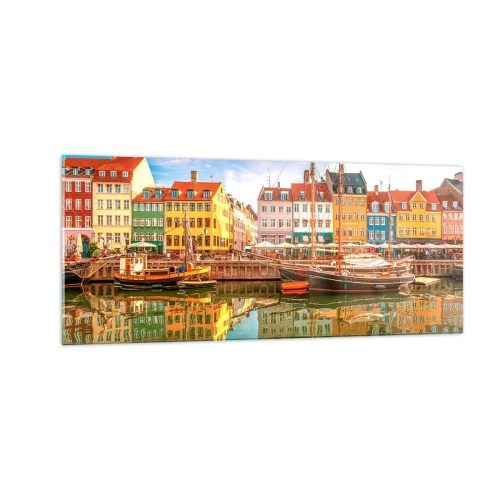 Billede på glas - Over vand så glat som et spejl - 100x40 cm