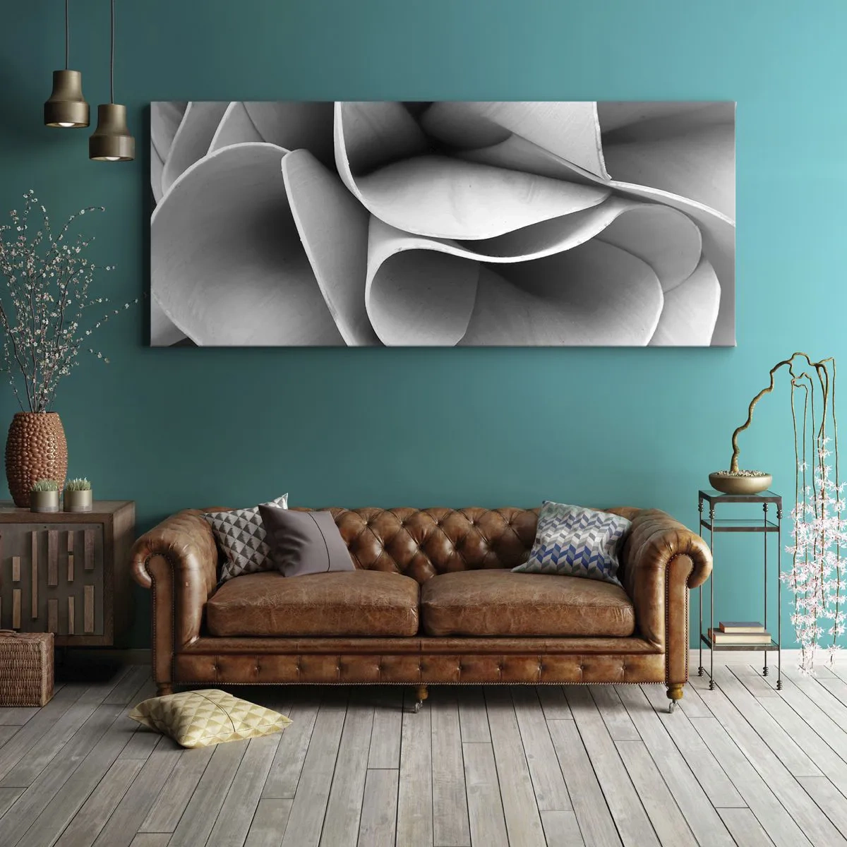 Lærredstryk - Billede på lærred - Hvad der sker i rummet - 90x30 cm