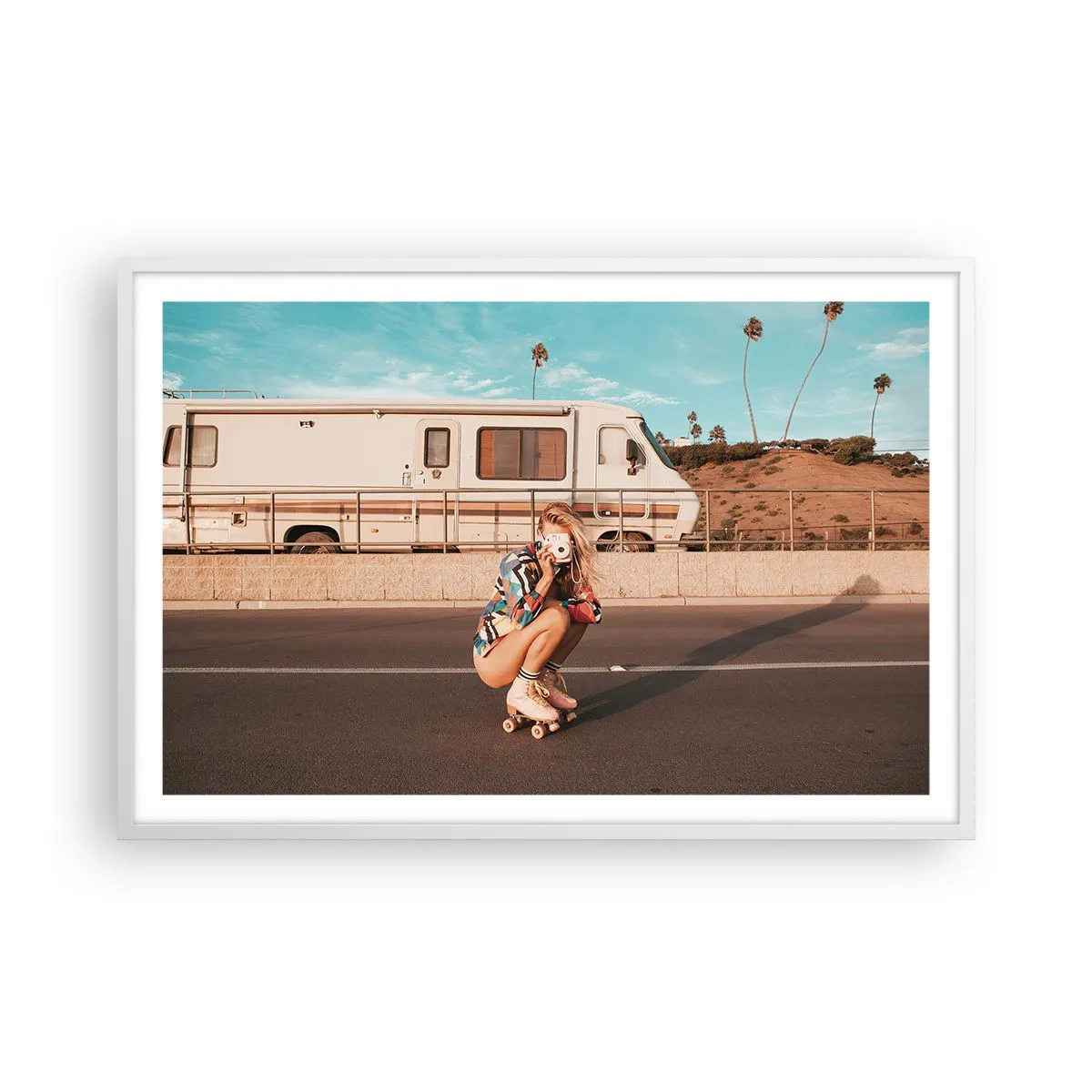 Plakat i hvid ramme - Smil, tak! - 91x61 cm